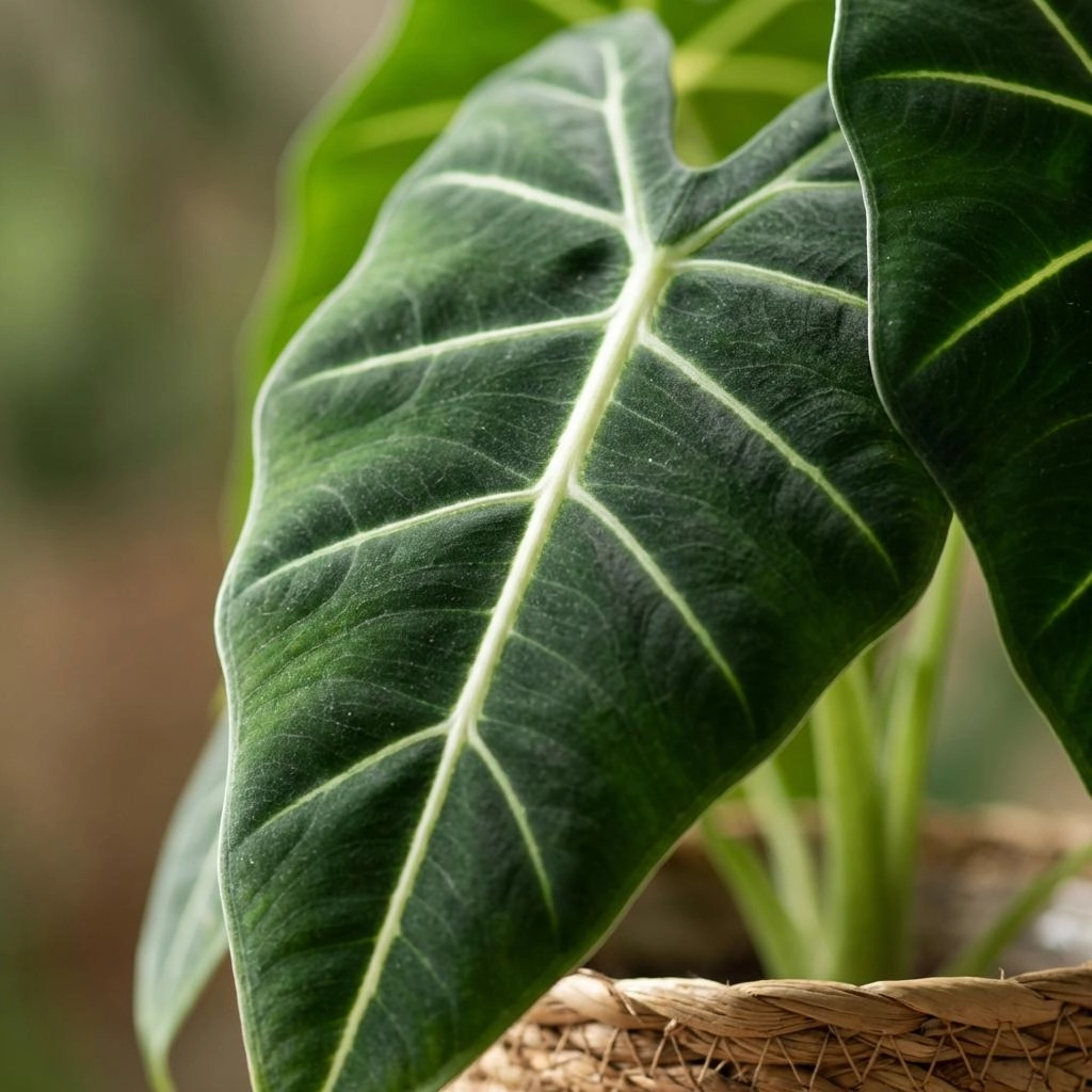 Alocasia Frydek - Elefantenohr Pflanze im Korb