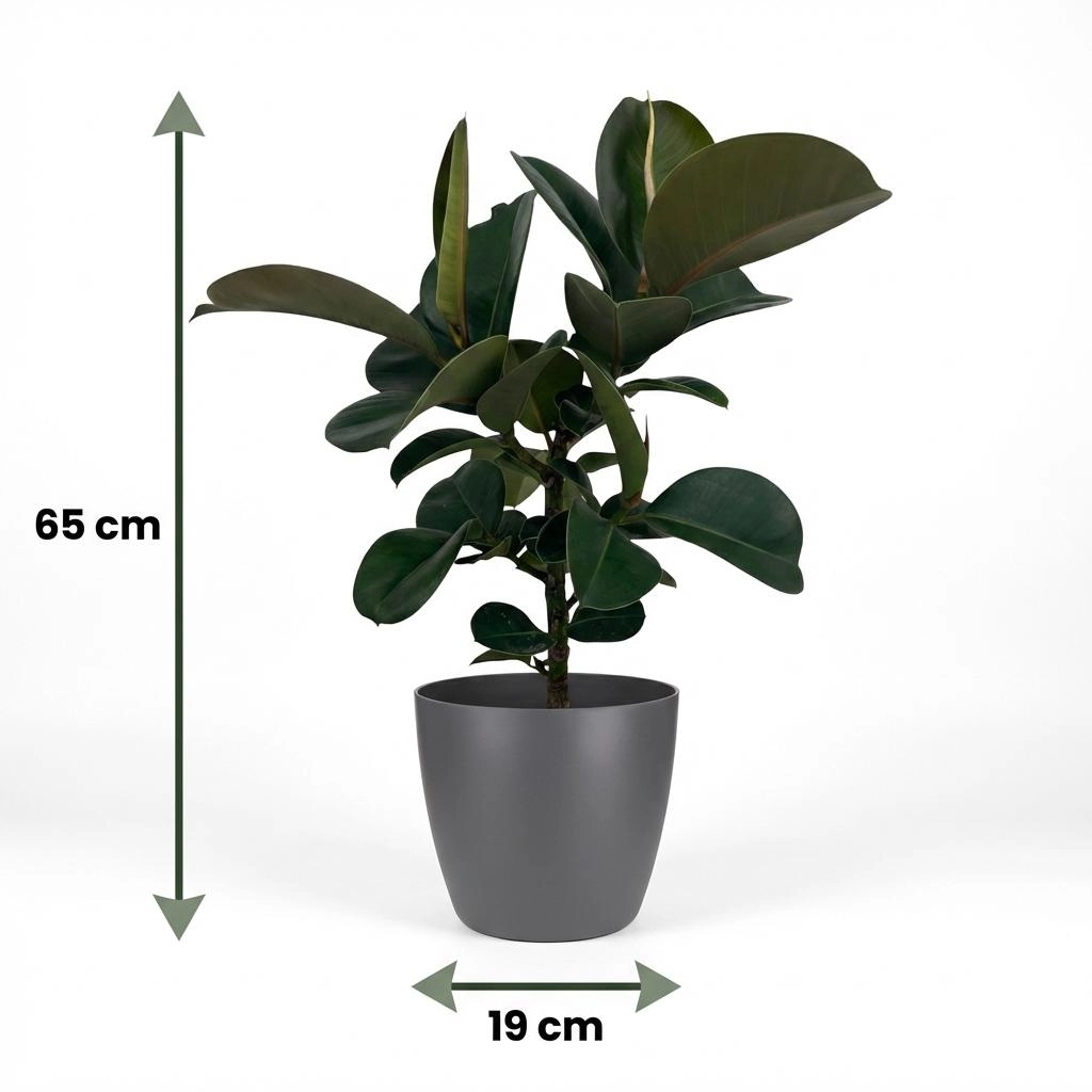 Gummibaum Ficus Elastica Cloe im Potter Grau