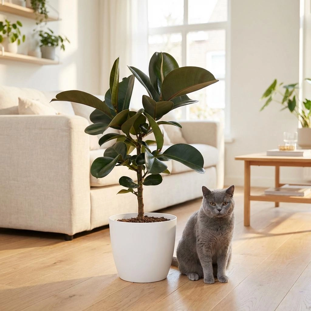 Ficus Elastica Cloe - Gummibaum mit Ziertopf