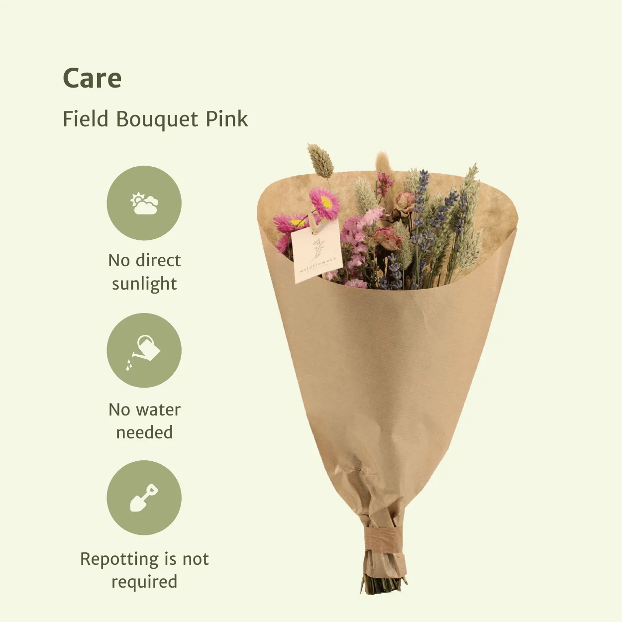 Trockenblumen Field Bouquet Pink
