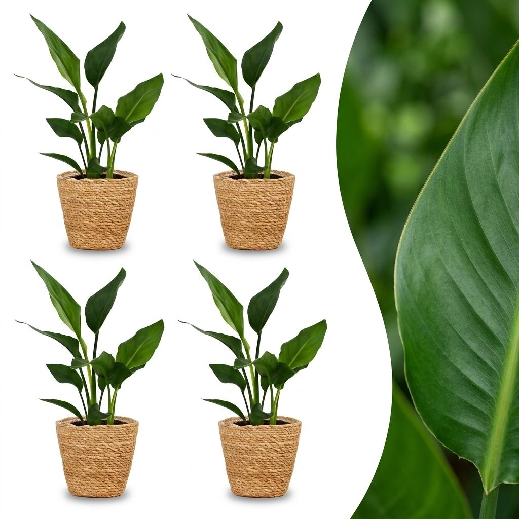 Green boutiQ - Strelitzia Reginea - Paradiesvogelblume - 4 Pflanzen - mit Seegraskorb - Topf 12cm - Höhe 35cm Bild 1