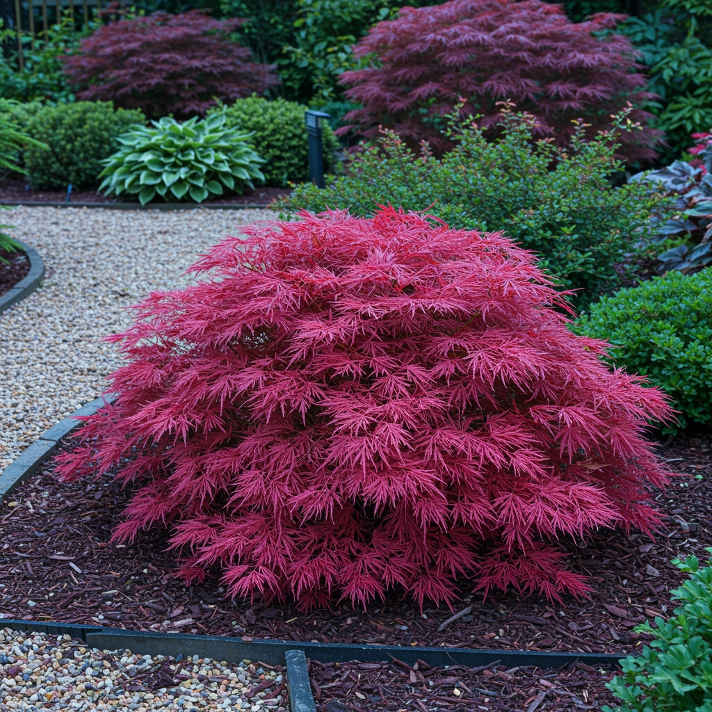 Balkonpflanze - Japanischer Ahorn - Acer palmatum Pink Dwarf - Rosa - 1 Pflanze - Laubabwerfend - Topf 19cm Höhe 70cm