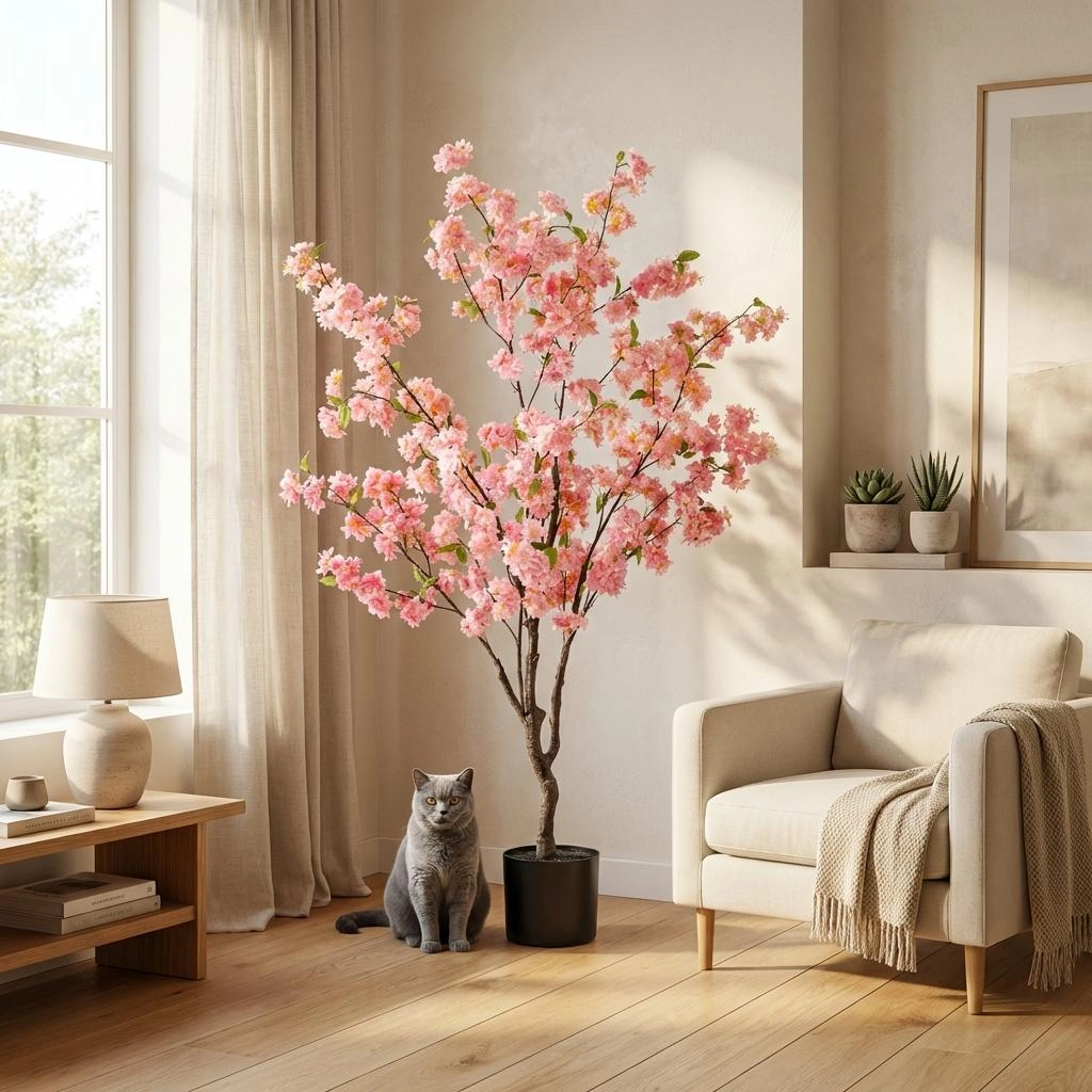 Kunstplant - Prunus - Kersenbloesem - Roze - 135cm Bild 2