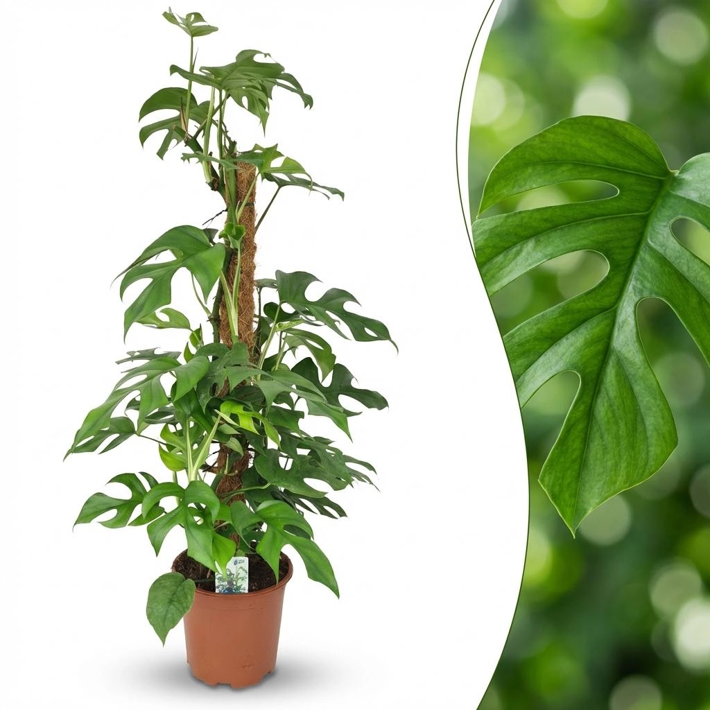Mini-Fensterblatt (Monstera Minima) am Moosstab