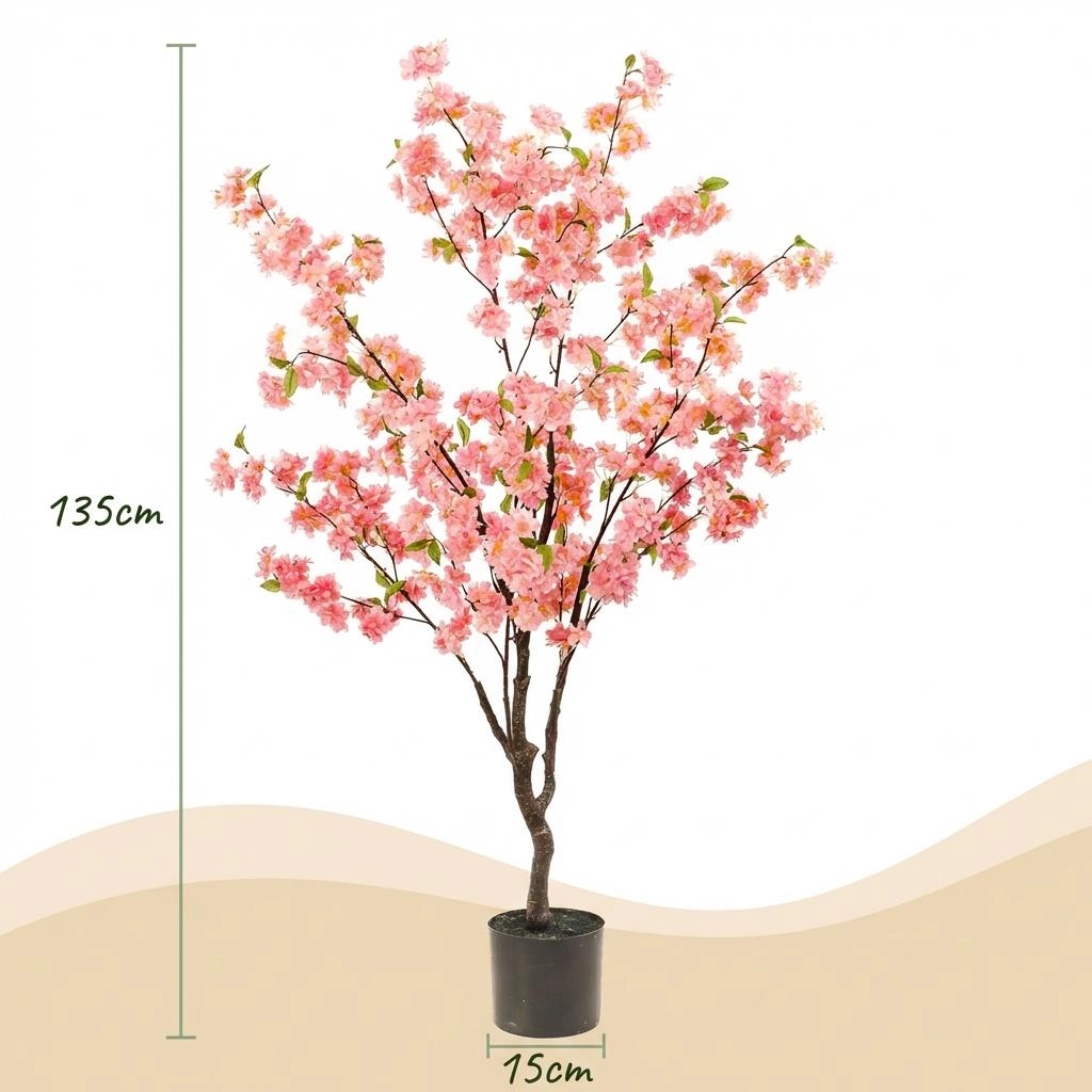 Kunstplant - Prunus - Kersenbloesem - Roze - 135cm Bild 4