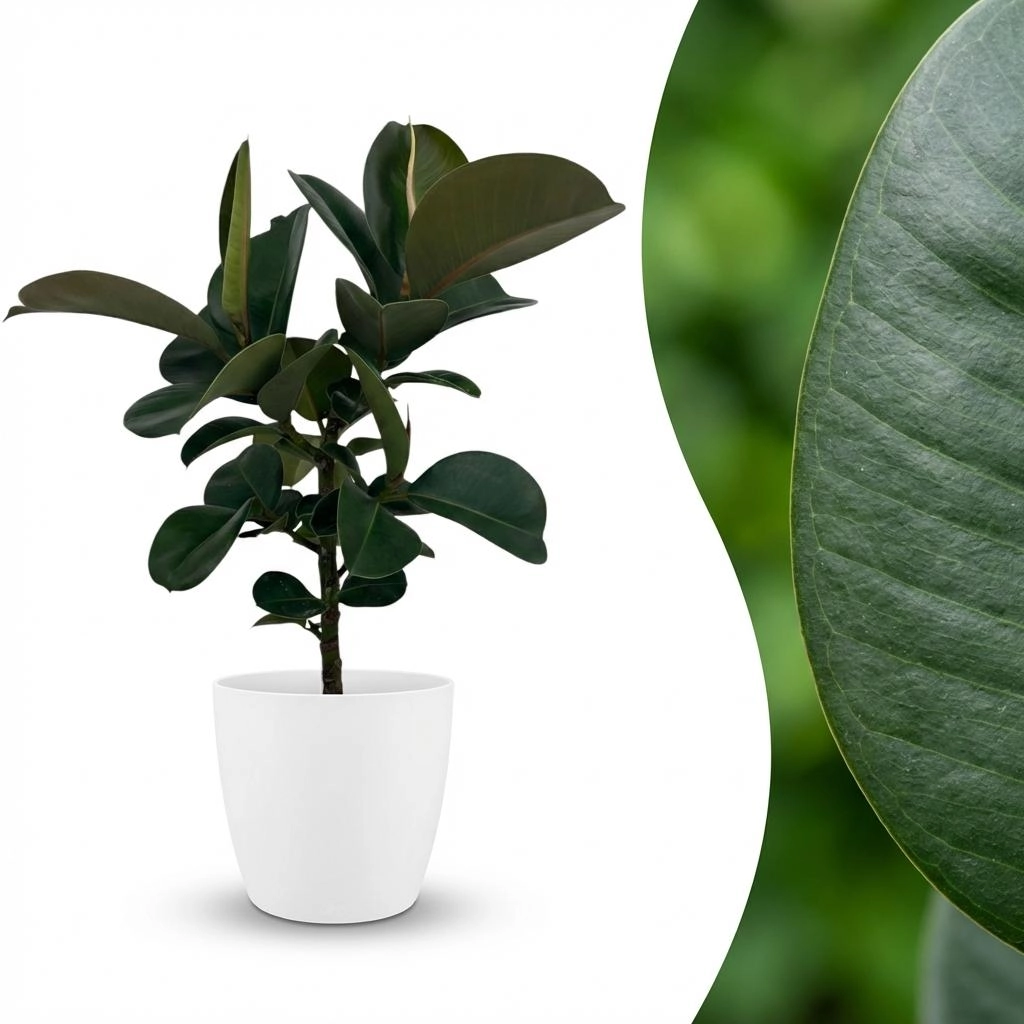 Ficus Elastica Cloe - Gummibaum mit Ziertopf