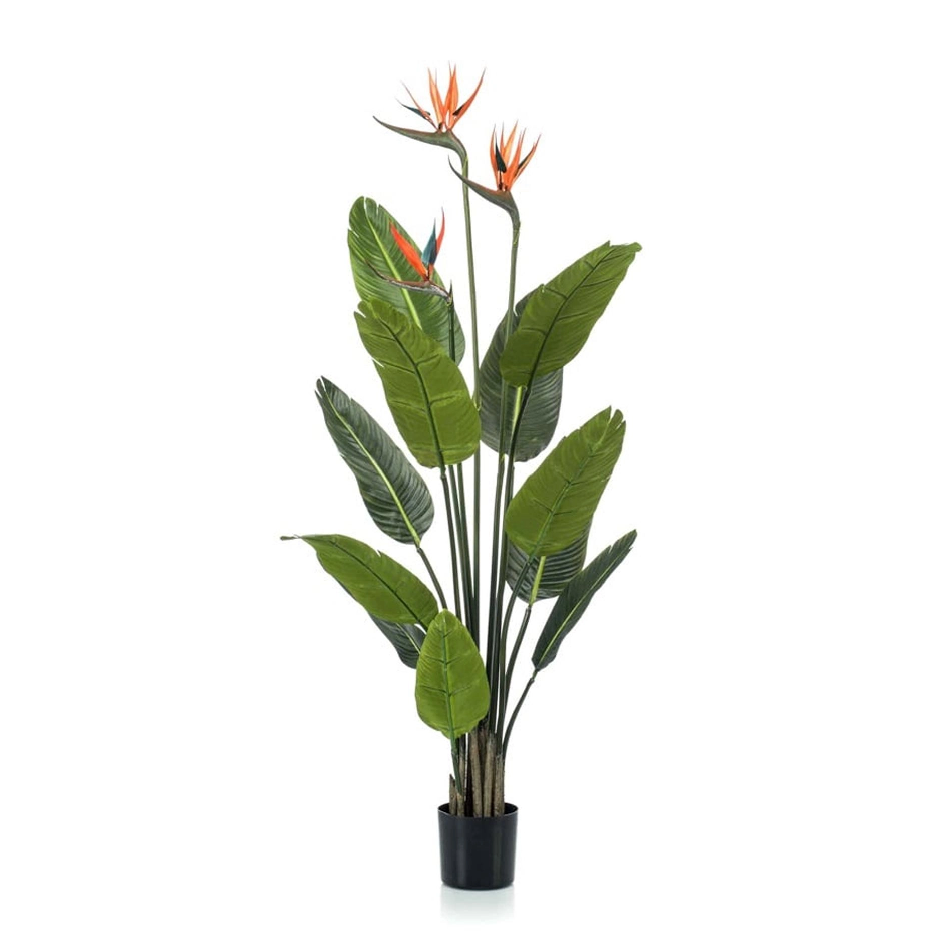 Strelitzia Kunstpflanze mit orangen Blumen – 120 cm hoch