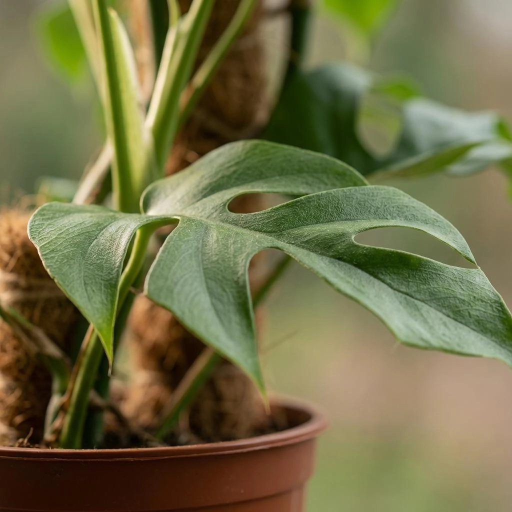 Mini-Fensterblatt (Monstera Minima) am Moosstab
