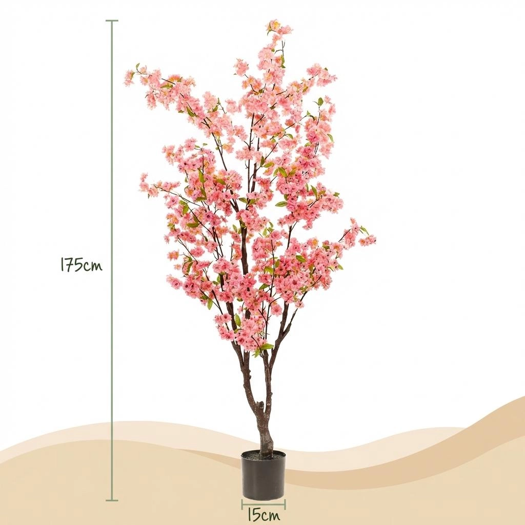 Kunstplant - Prunus - Kersenbloesem - Roze - 175cm Bild 4