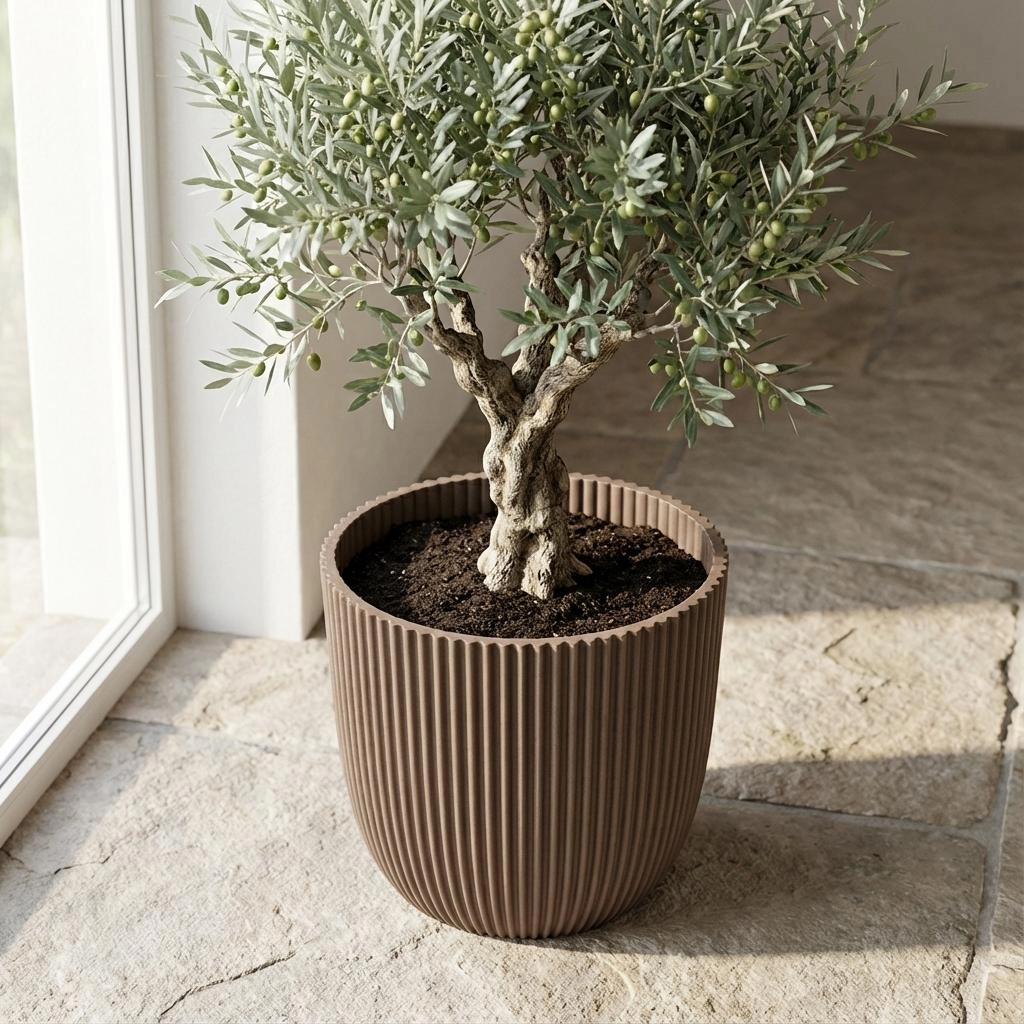 Capi Pot Nature Groove Made With Warm Taupe - D25cm Bild 5
