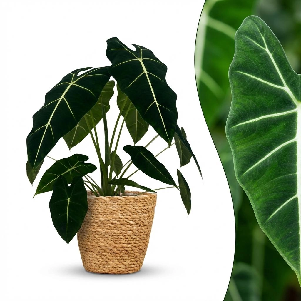 Alocasia Frydek - Elefantenohr Pflanze im Korb