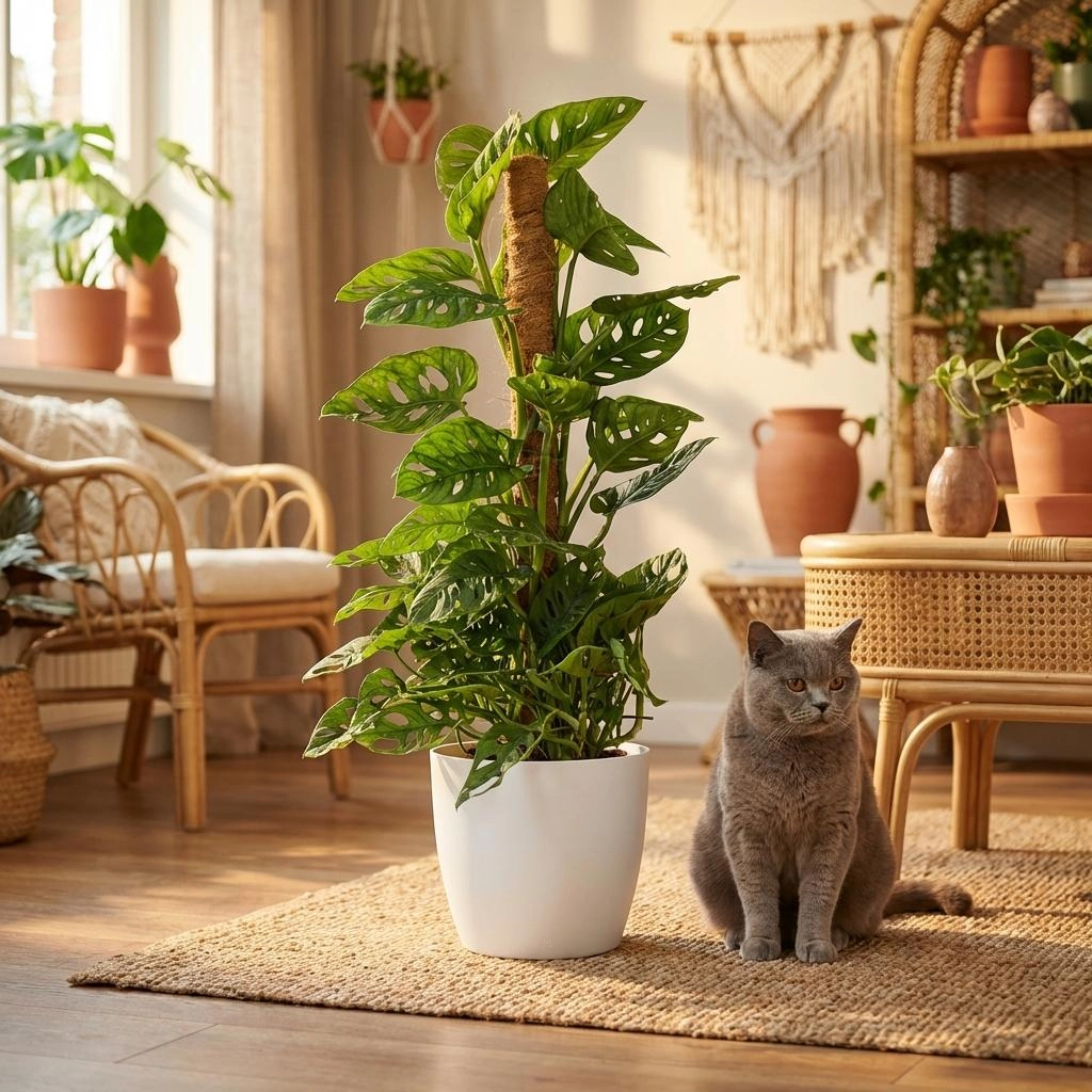 Monkey Mask (Monstera Adansonii) - Kletterpflanze mit Moosstab