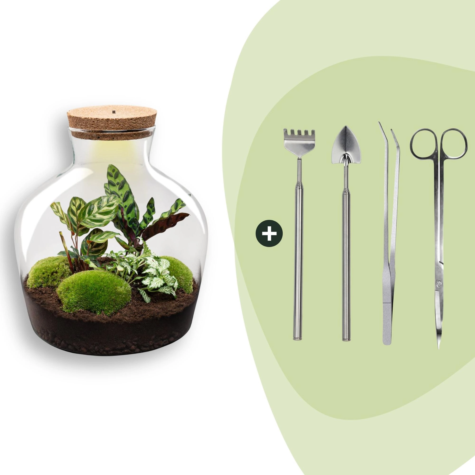 Flaschengarten - Fat Joe - ↕ 30 cm - Rake + Shovel + Tweezer + Scissors Bild 1