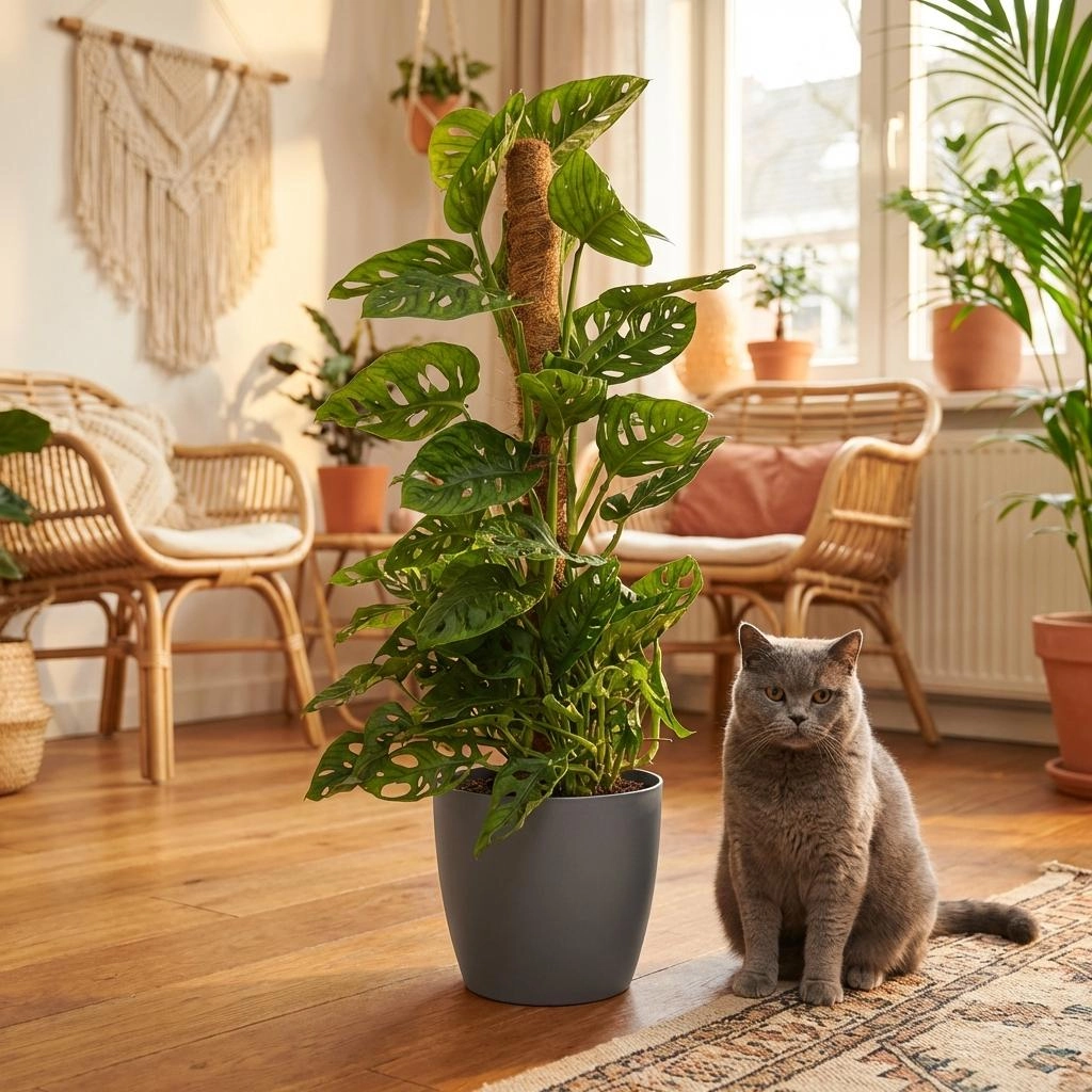 Monkey Mask (Monstera Adansonii) – Zimmerpflanze mit Moosstab