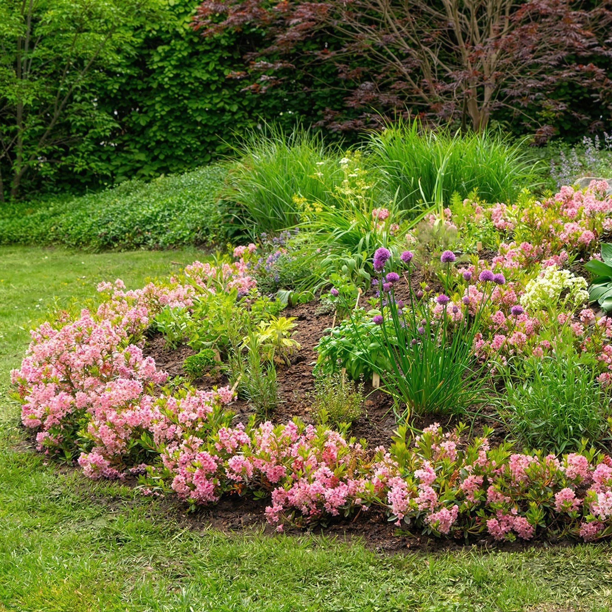 Green boutiQ - Zwerg-Rhododendron - Rhododendron Bloombux Magenta - Blühende Buxus - Wenig Pflege - Rosa Blüte - 6 Pflanzen - Topf 17cm - Höhe 30-40cm Bild 6