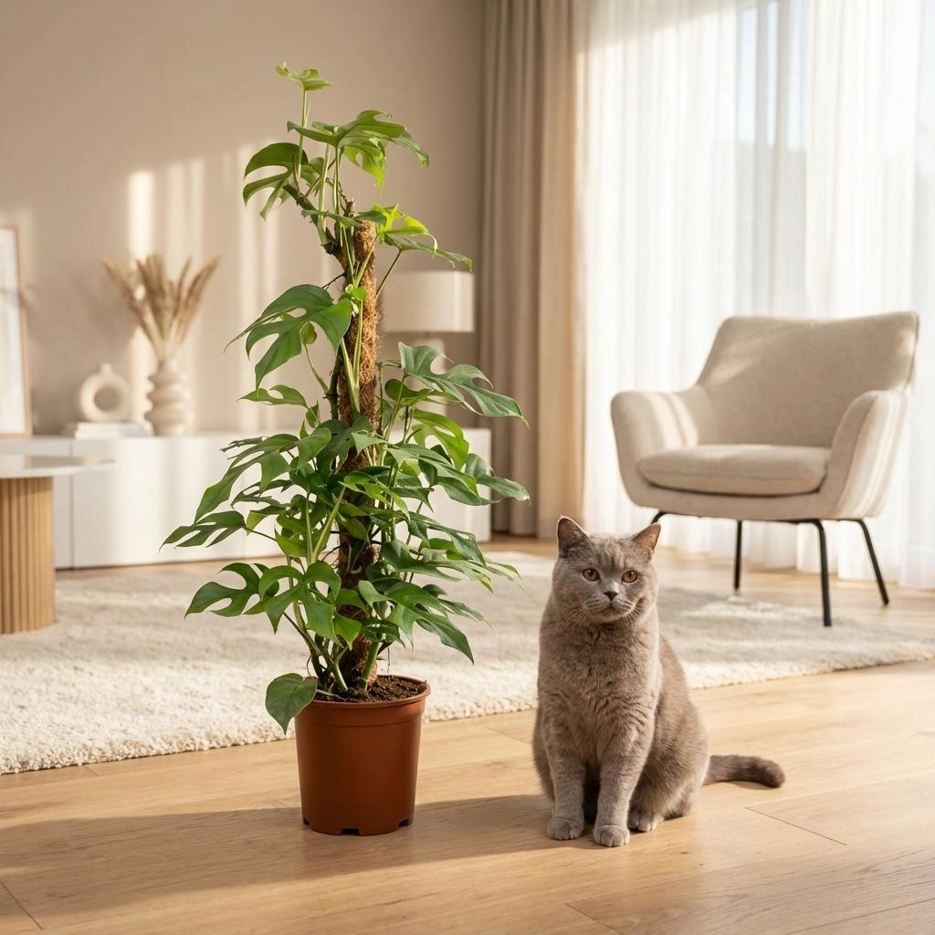 Mini-Fensterblatt (Monstera Minima) am Moosstab