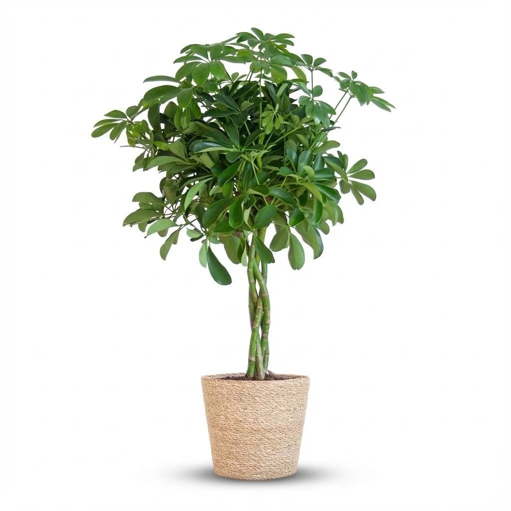 Schefflera Arab Nora mit Korb Zeegras natur - 70cm - Ø21 Bild 1