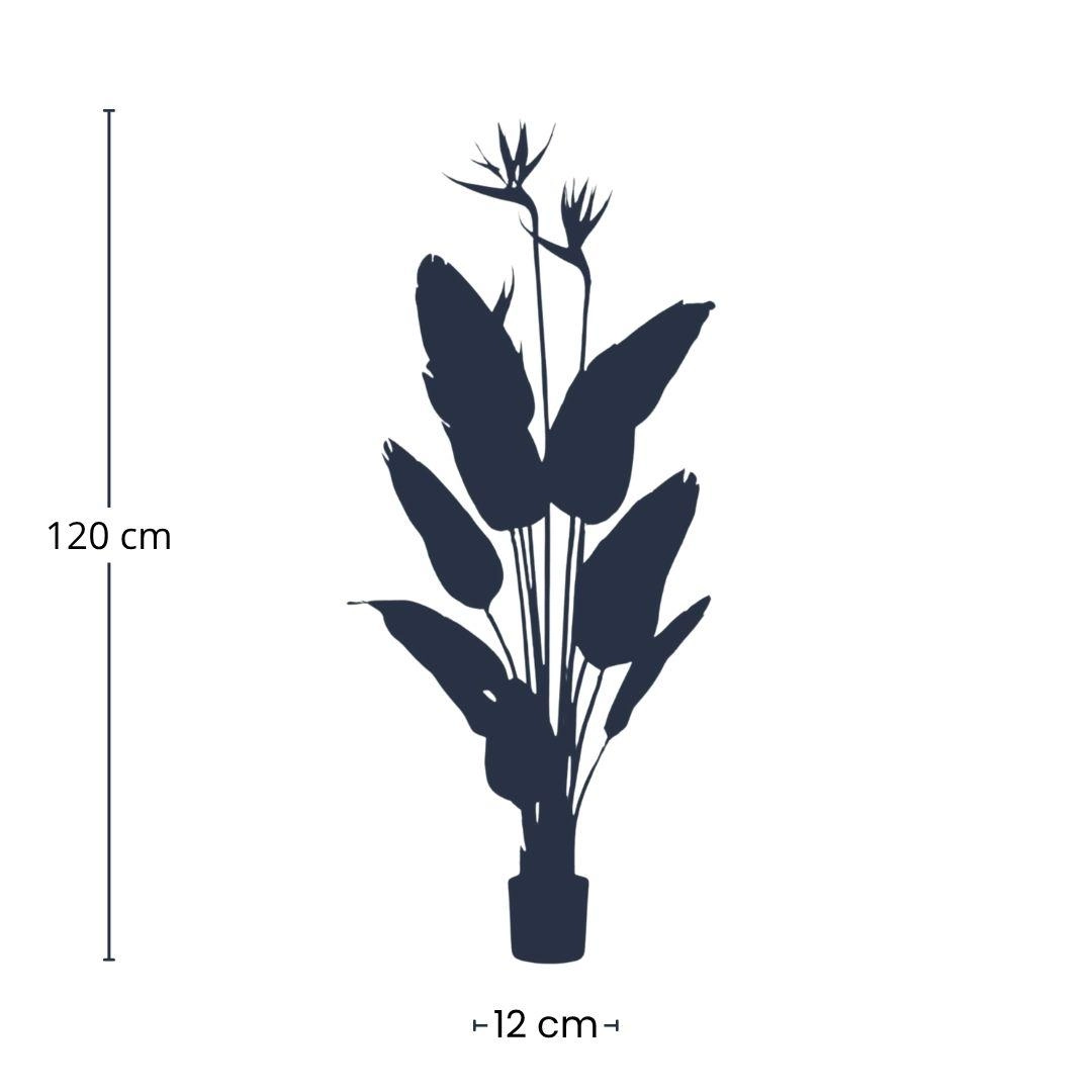 Strelitzia Kunstpflanze mit orangen Blumen – 120 cm hoch