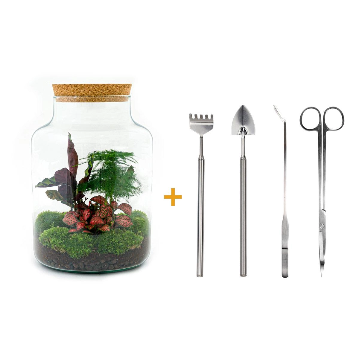 Flaschengarten - Milky - ↕ 30 cm - Rake + Shovel + Tweezer + Scissors Bild 1