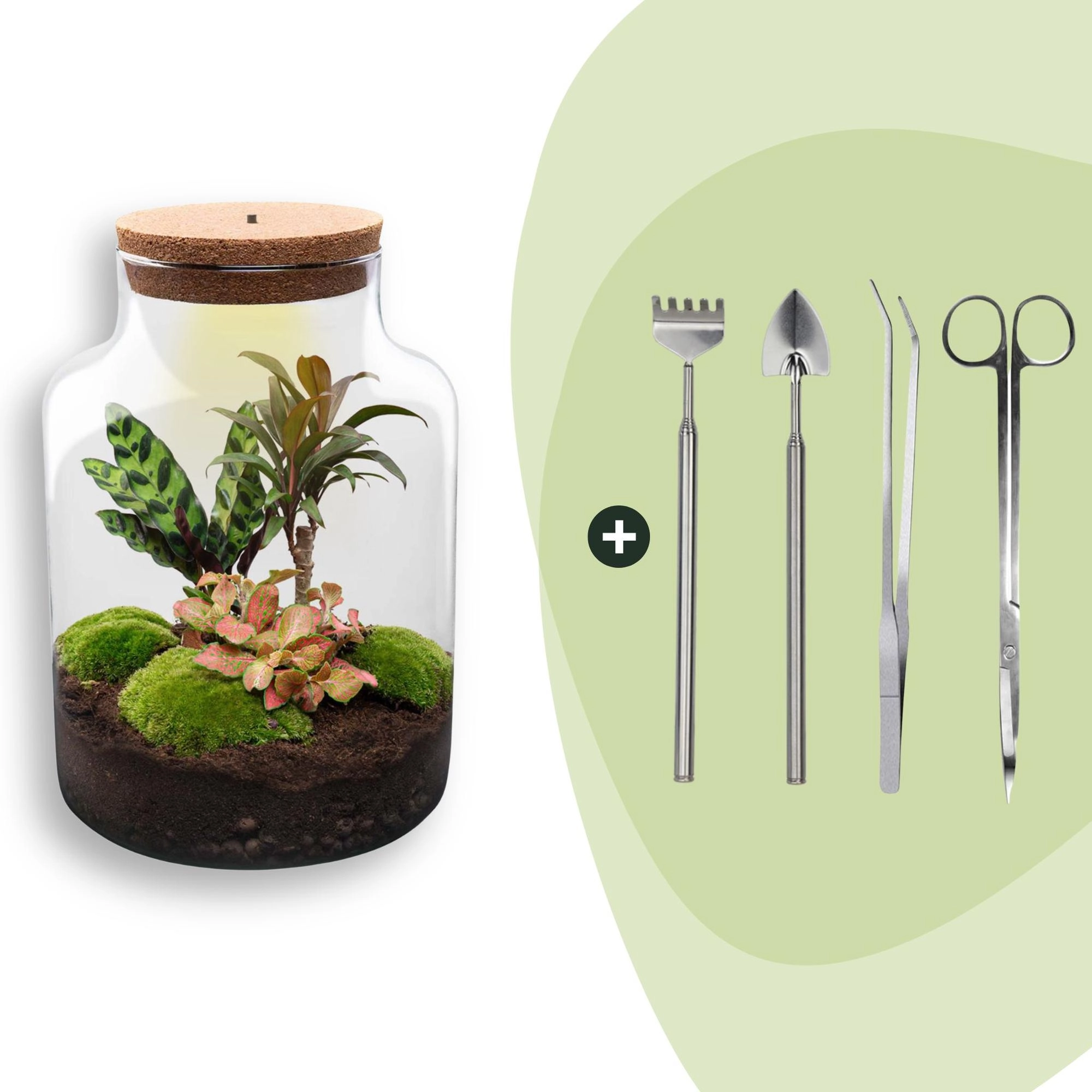 Flaschengarten - Milky - ↕ 30 cm - Rake + Shovel + Tweezer + Scissors Bild 1