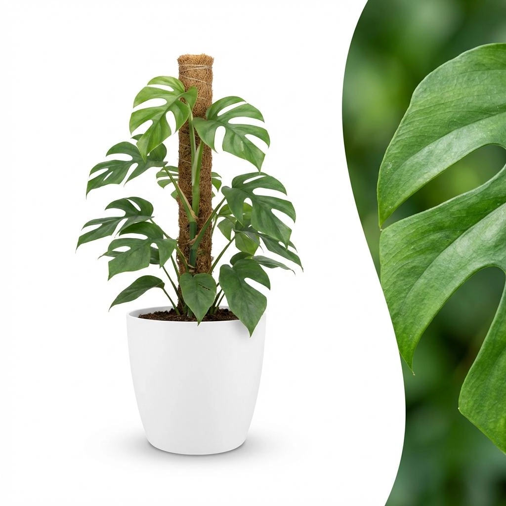 Mini-Fensterblatt (Monstera Minima) am Moosstab