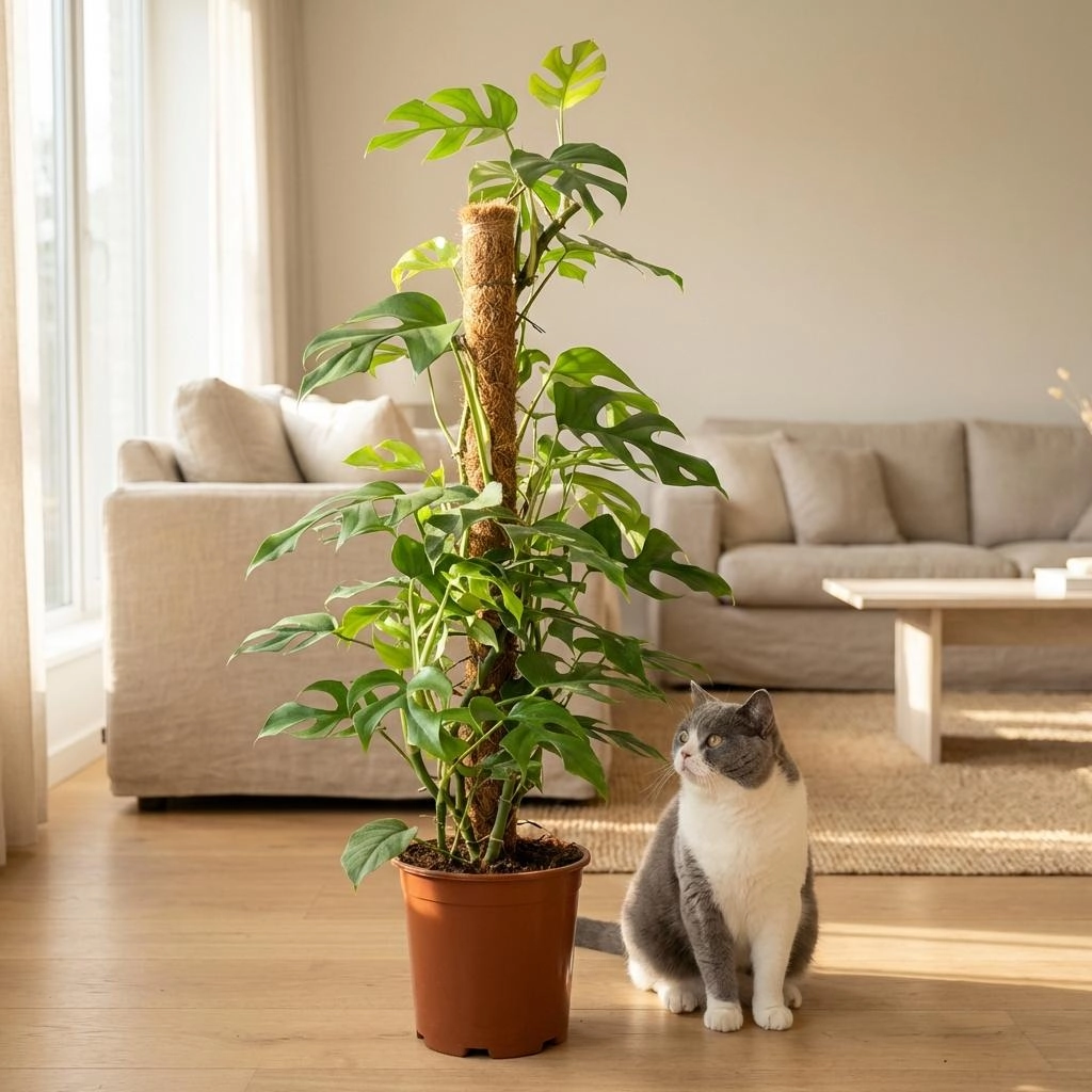 Mini-Fensterblatt (Monstera Minima) am Moosstab