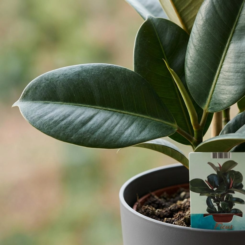 Gummibaum Ficus Elastica Cloe im Potter Grau