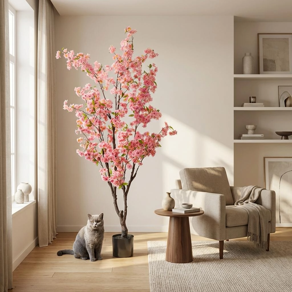 Kunstplant - Prunus - Kersenbloesem - Roze - 175cm Bild 2