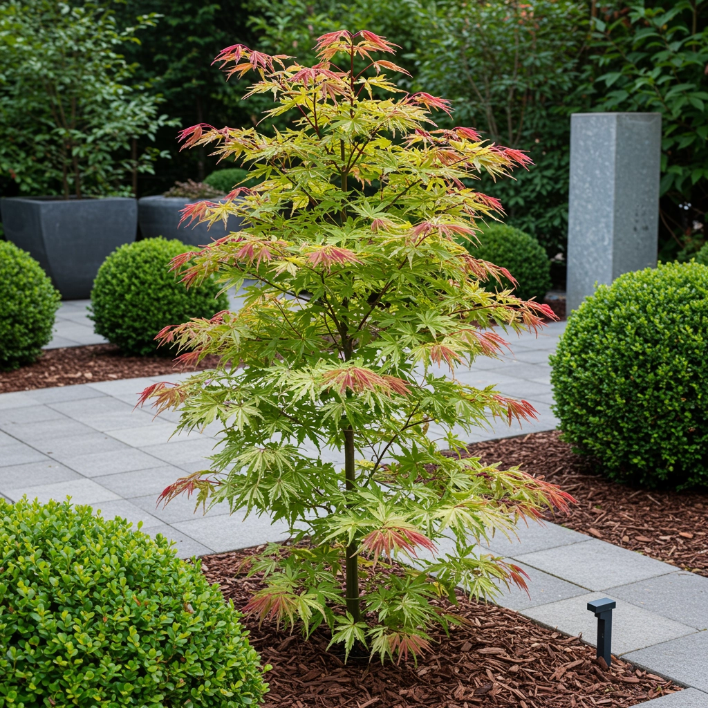 Balkonpflanze - Japanischer Ahorn - Acer palmatum Phoenix - Rosa - 2 Pflanzen - Laubabwerfend - Topf 19cm Höhe 70cm