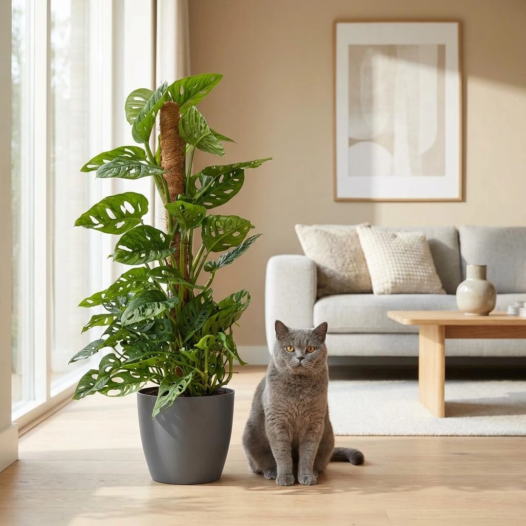 Monkey Mask (Monstera Adansonii) – Zimmerpflanze mit Moosstab