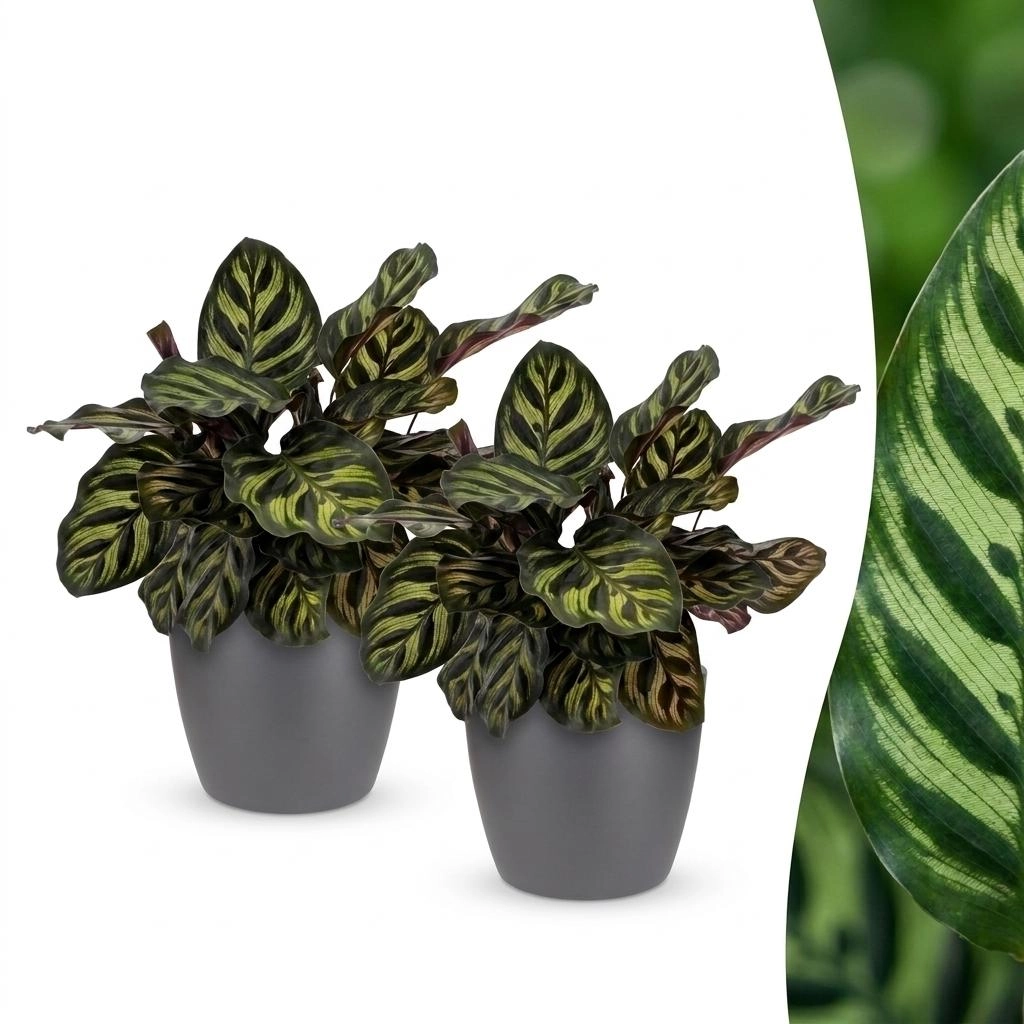 Green boutiQ - Calathea Makoyana - Pfauenpflanze - 2 Pflanzen - Topf 12cm - Höhe 25cm Bild 1